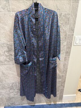 Vintage Christian Dior Monsieur Satin Medallion Kimono Robe